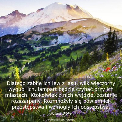 Picture 03 - Jeremiasza 5:6 POLUBG - Dlatego zabije ich lew z lasu, wilk wieczorny - Bible Verse Picture