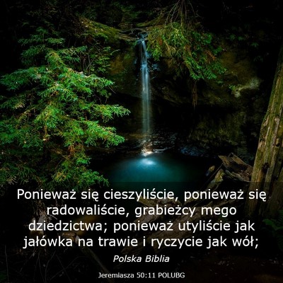 Picture 03 - Jeremiasza 50:11 POLUBG - Ponieważ się cieszyliście, ponieważ się - Bible Verse Picture