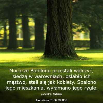 Picture 03 - Jeremiasza 51:30 POLUBG - Mocarze Babilonu przestali walczyć, siedzą w - Bible Verse Picture