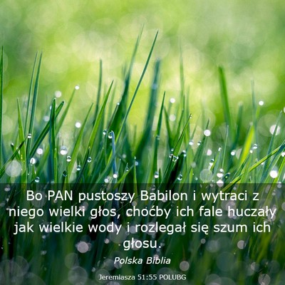 Picture 03 - Jeremiasza 51:55 POLUBG - Bo PAN pustoszy Babilon i wytraci z niego wielki - Bible Verse Picture