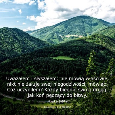 Picture 03 - Jeremiasza 8:6 POLUBG - Uważałem i słyszałem: nie mówią - Bible Verse Picture