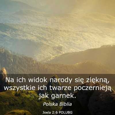 Picture 03 - Joela 2:6 POLUBG - Na ich widok narody się zlękną, wszystkie ich - Bible Verse Picture