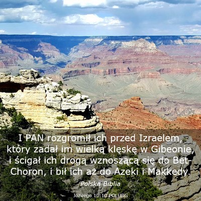 Picture 03 - Jozuego 10:10 POLUBG - I PAN rozgromił ich przed Izraelem, który - Bible Verse Picture