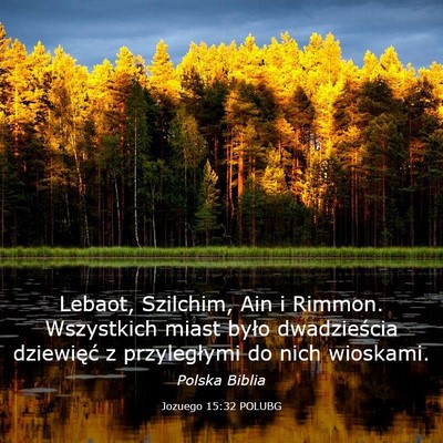 Picture 03 - Jozuego 15:32 POLUBG - Lebaot, Szilchim, Ain i Rimmon. Wszystkich miast - Bible Verse Picture