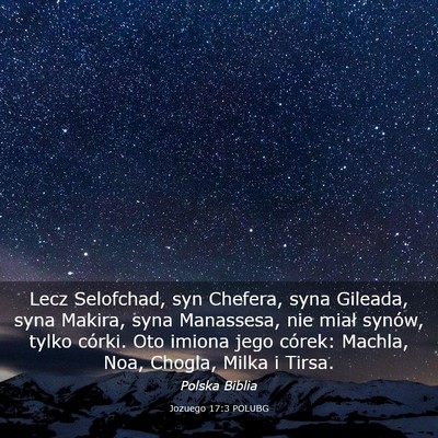 Picture 03 - Jozuego 17:3 POLUBG - Lecz Selofchad, syn Chefera, syna Gileada, syna - Bible Verse Picture