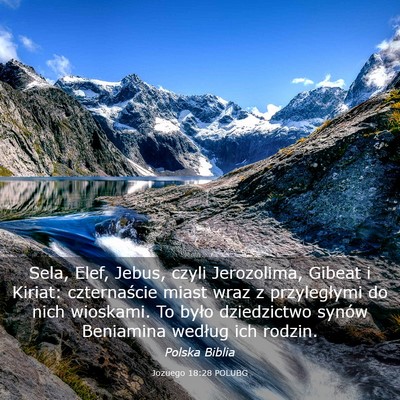 Picture 03 - Jozuego 18:28 POLUBG - Sela, Elef, Jebus, czyli Jerozolima, Gibeat i - Bible Verse Picture