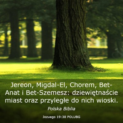 Picture 03 - Jozuego 19:38 POLUBG - Jereon, Migdal-El, Chorem, Bet-Anat i - Bible Verse Picture