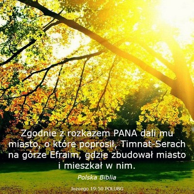Picture 03 - Jozuego 19:50 POLUBG - Zgodnie z rozkazem PANA dali mu miasto, o które - Bible Verse Picture
