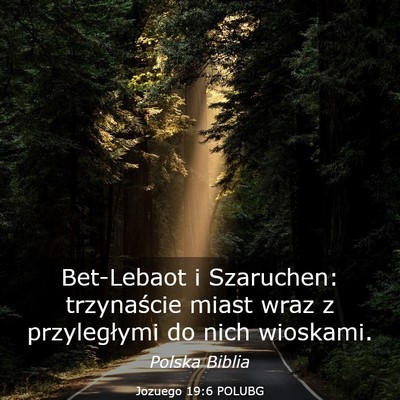 Picture 03 - Jozuego 19:6 POLUBG - Bet-Lebaot i Szaruchen: trzynaście miast wraz z - Bible Verse Picture