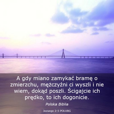 Picture 03 - Jozuego 2:5 POLUBG - A gdy miano zamykać bramę o zmierzchu, - Bible Verse Picture