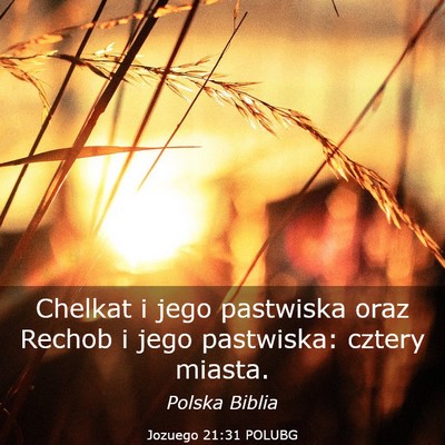 Picture 03 - Jozuego 21:31 POLUBG - Chelkat i jego pastwiska oraz Rechob i jego - Bible Verse Picture