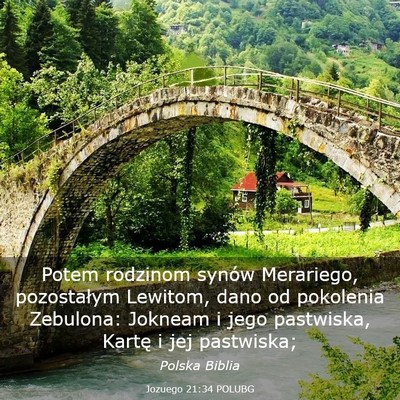Picture 03 - Jozuego 21:34 POLUBG - Potem rodzinom synów Merariego, pozostałym - Bible Verse Picture