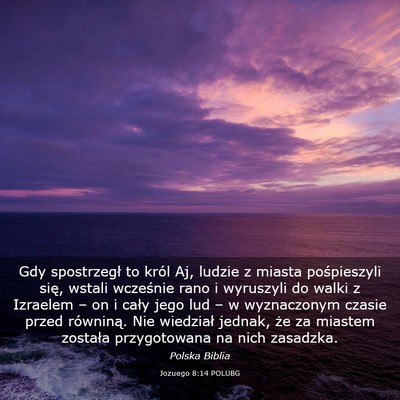 Picture 03 - Jozuego 8:14 POLUBG - Gdy spostrzegł to król Aj, ludzie z miasta - Bible Verse Picture