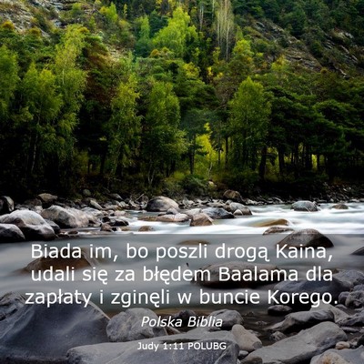 Picture 03 - Judy 1:11 POLUBG - Biada im, bo poszli drogą Kaina, udali się za - Bible Verse Picture