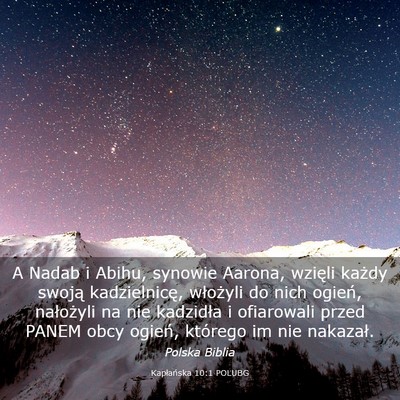 Picture 03 - Kapłańska 10:1 POLUBG - A Nadab i Abihu, synowie Aarona, wzięli każdy - Bible Verse Picture