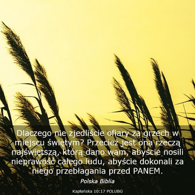 Picture 03 - Kapłańska 10:17 POLUBG - Dlaczego nie zjedliście ofiary za grzech w - Bible Verse Picture