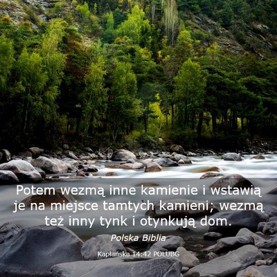 Picture 03 - Kapłańska 14:42 POLUBG - Potem wezmą inne kamienie i wstawią je na - Bible Verse Picture