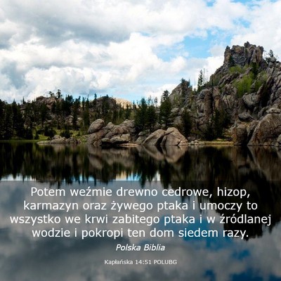 Picture 03 - Kapłańska 14:51 POLUBG - Potem weźmie drewno cedrowe, hizop, karmazyn - Bible Verse Picture