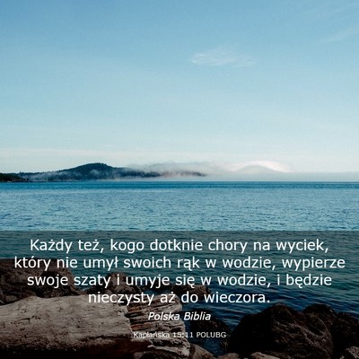 Picture 03 - Kapłańska 15:11 POLUBG - Każdy też, kogo dotknie chory na wyciek, który - Bible Verse Picture