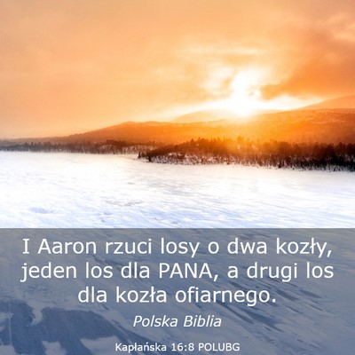 Picture 03 - Kapłańska 16:8 POLUBG - I Aaron rzuci losy o dwa kozły, jeden los dla - Bible Verse Picture