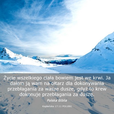 Picture 03 - Kapłańska 17:11 POLUBG - Życie wszelkiego ciała bowiem jest we krwi. Ja - Bible Verse Picture