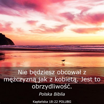 Picture 03 - Kapłańska 18:22 POLUBG - Nie będziesz obcował z mężczyzną jak z - Bible Verse Picture