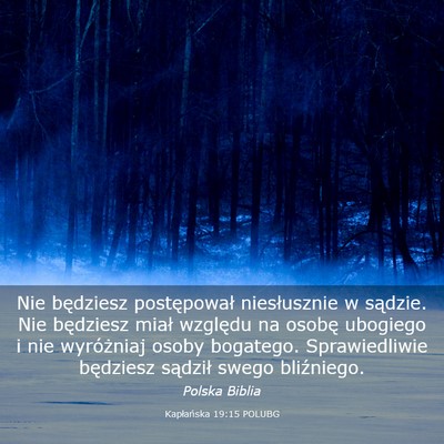 Picture 03 - Kapłańska 19:15 POLUBG - Nie będziesz postępował niesłusznie w - Bible Verse Picture