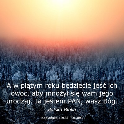 Picture 03 - Kapłańska 19:25 POLUBG - A w piątym roku będziecie jeść ich owoc, aby - Bible Verse Picture
