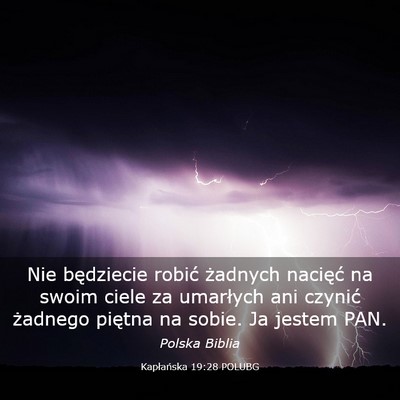 Picture 03 - Kapłańska 19:28 POLUBG - Nie będziecie robić żadnych nacięć na swoim - Bible Verse Picture