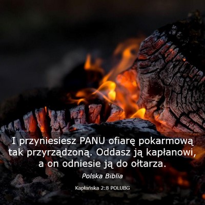 Picture 03 - Kapłańska 2:8 POLUBG - I przyniesiesz PANU ofiarę pokarmową tak - Bible Verse Picture