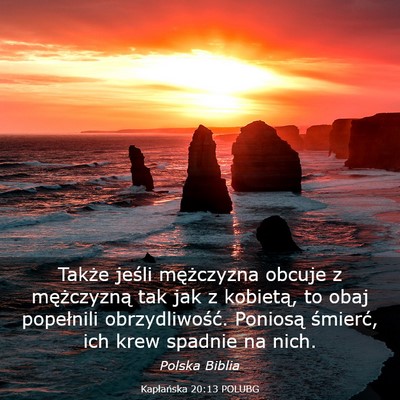 Picture 03 - Kapłańska 20:13 POLUBG - Także jeśli mężczyzna obcuje z mężczyzną - Bible Verse Picture