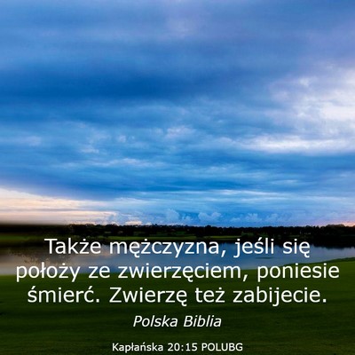 Picture 03 - Kapłańska 20:15 POLUBG - Także mężczyzna, jeśli się położy ze - Bible Verse Picture