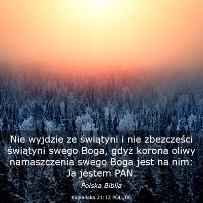 Picture 03 - Kapłańska 21:12 POLUBG - Nie wyjdzie ze świątyni i nie zbezcześci - Bible Verse Picture