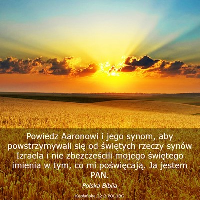 Picture 03 - Kapłańska 22:2 POLUBG - Powiedz Aaronowi i jego synom, aby powstrzymywali - Bible Verse Picture