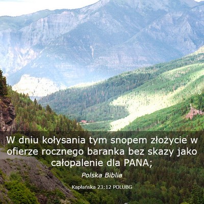 Picture 03 - Kapłańska 23:12 POLUBG - W dniu kołysania tym snopem złożycie w ofierze - Bible Verse Picture