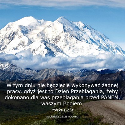 Picture 03 - Kapłańska 23:28 POLUBG - W tym dniu nie będziecie wykonywać żadnej - Bible Verse Picture
