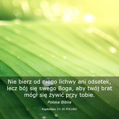 Picture 03 - Kapłańska 25:36 POLUBG - Nie bierz od niego lichwy ani odsetek, lecz bój - Bible Verse Picture