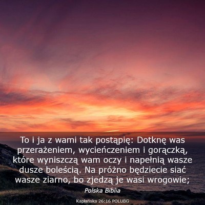 Picture 03 - Kapłańska 26:16 POLUBG - To i ja z wami tak postąpię: Dotknę was - Bible Verse Picture