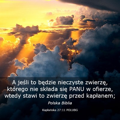 Picture 03 - Kapłańska 27:11 POLUBG - A jeśli to będzie nieczyste zwierzę, którego - Bible Verse Picture