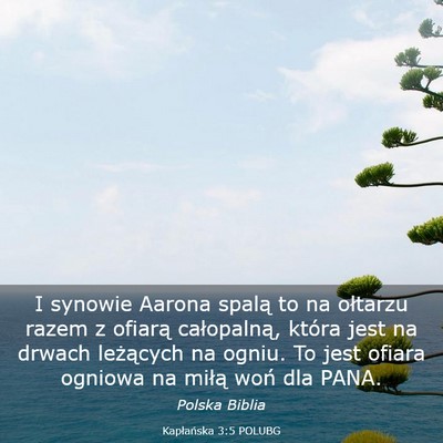 Picture 03 - Kapłańska 3:5 POLUBG - I synowie Aarona spalą to na ołtarzu razem z - Bible Verse Picture