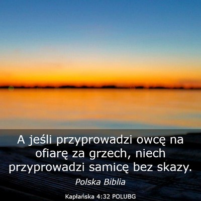 Picture 03 - Kapłańska 4:32 POLUBG - A jeśli przyprowadzi owcę na ofiarę za grzech, - Bible Verse Picture