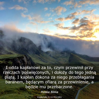 Picture 03 - Kapłańska 5:16 POLUBG - I odda kapłanowi za to, czym przewinił przy - Bible Verse Picture