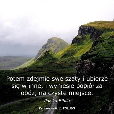 Picture 03 - Kapłańska 6:11 POLUBG - Potem zdejmie swe szaty i ubierze się w inne, i - Bible Verse Picture
