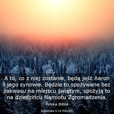 Picture 03 - Kapłańska 6:16 POLUBG - A to, co z niej zostanie, będą jeść Aaron i - Bible Verse Picture