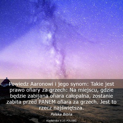 Picture 03 - Kapłańska 6:25 POLUBG - Powiedz Aaronowi i jego synom: Takie jest prawo - Bible Verse Picture