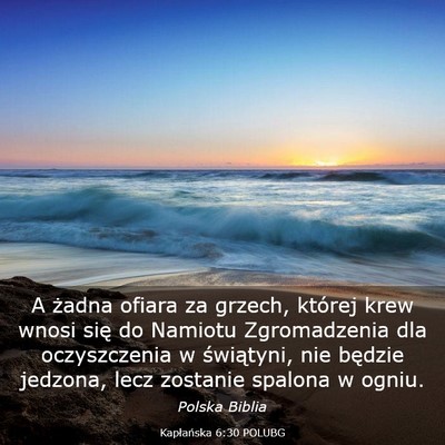 Picture 03 - Kapłańska 6:30 POLUBG - A żadna ofiara za grzech, której krew wnosi - Bible Verse Picture
