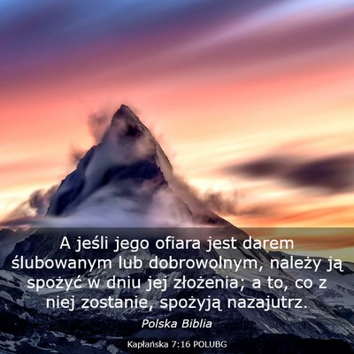 Picture 03 - Kapłańska 7:16 POLUBG - A jeśli jego ofiara jest darem ślubowanym lub - Bible Verse Picture