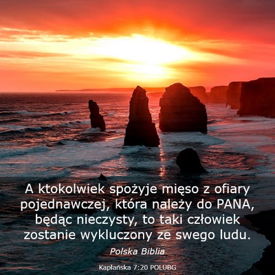 Picture 03 - Kapłańska 7:20 POLUBG - A ktokolwiek spożyje mięso z ofiary - Bible Verse Picture