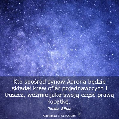 Picture 03 - Kapłańska 7:33 POLUBG - Kto spośród synów Aarona będzie składał - Bible Verse Picture