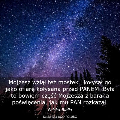 Picture 03 - Kapłańska 8:29 POLUBG - Mojżesz wziął też mostek i kołysał go jako - Bible Verse Picture